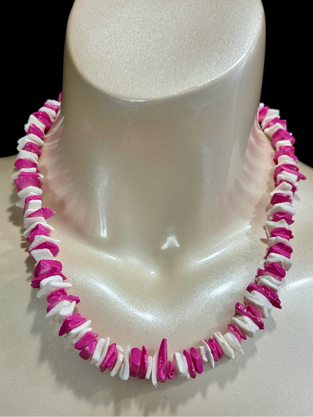 Pink and White Shell Chip Necklace - Women’s Contemporary Summertime Jewelry